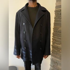 Double breasted navy blue winter pea coat